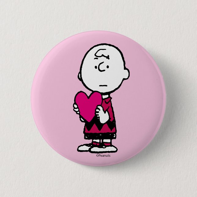 Peanuts | Valentine's Day | Heart Charlie Brown 6 Cm Round Badge (Front)
