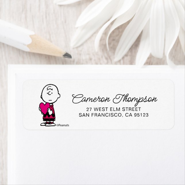 Peanuts | Valentine's Day | Heart Charlie Brown Return Address Label (Insitu)