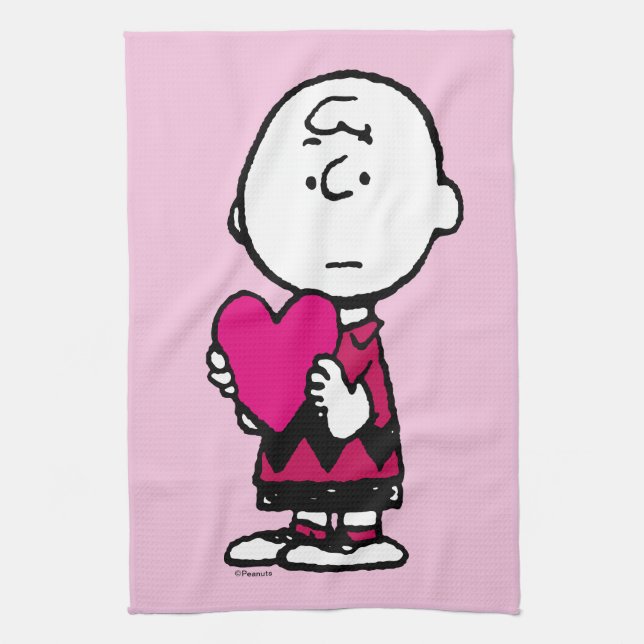 Peanuts | Valentine's Day | Heart Charlie Brown Tea Towel (Vertical)