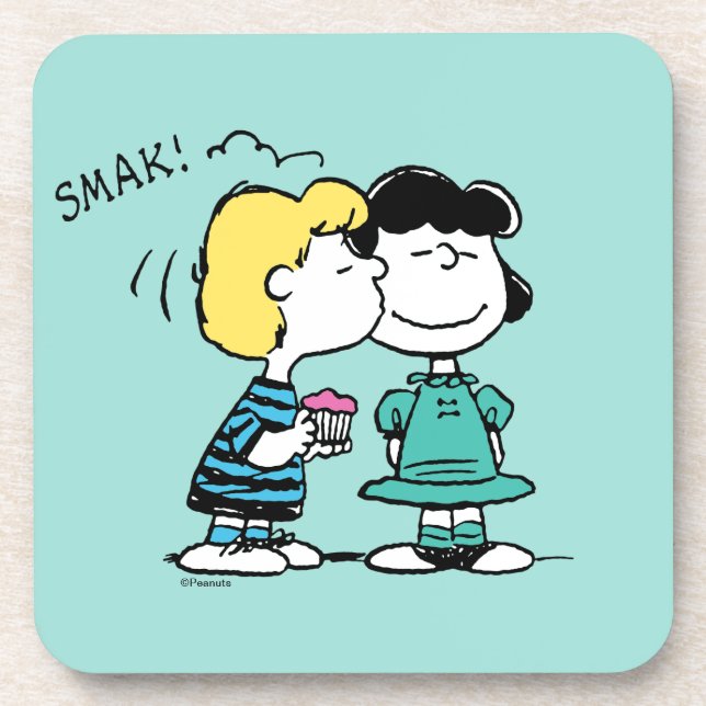 Peanuts | Valentine's Day | Lucy & Schroeder Kiss Coaster (Front)