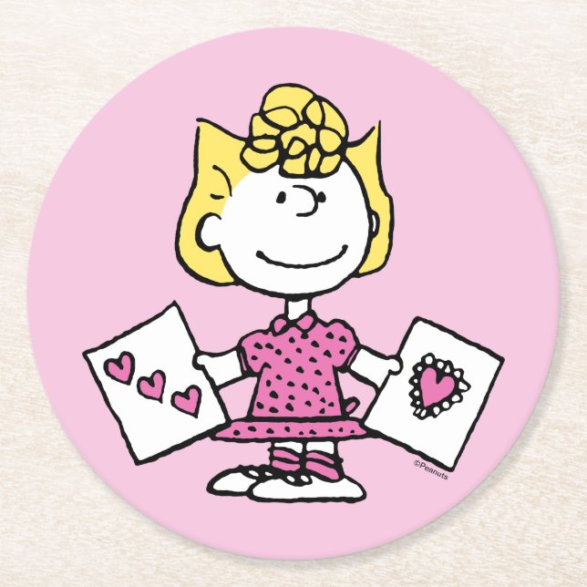 Peanuts | Valentine's Day | Sally Valentines Round Paper Coaster (Front)