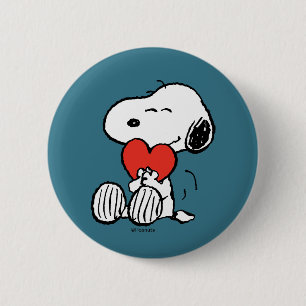 Peanuts   Valentine's Day   Snoopy Heart Hug 6 Cm Round Badge