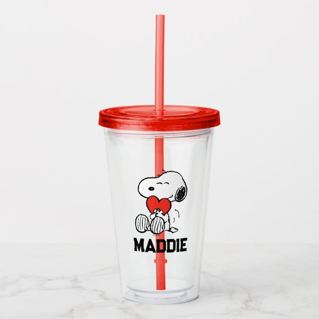 Peanuts | Valentine's Day | Snoopy Heart Hug Acrylic Tumbler (Front)