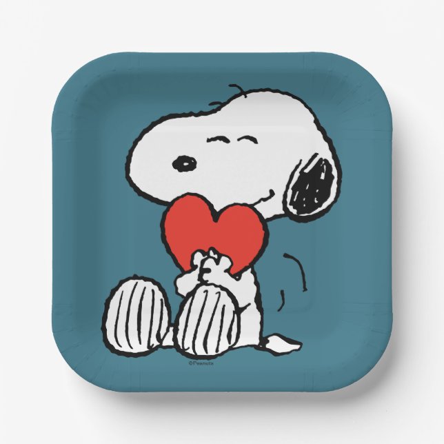 Peanuts | Valentine's Day | Snoopy Heart Hug Paper Plate (Front)