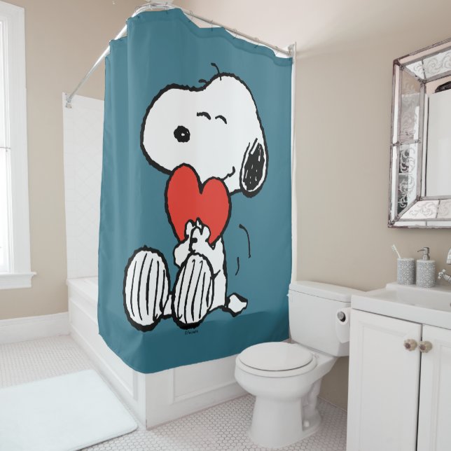 Peanuts | Valentine's Day | Snoopy Heart Hug Shower Curtain (In Situ)