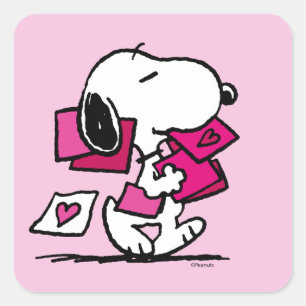 Peanuts   Valentine's Day   Snoopy With Valentines Square Sticker