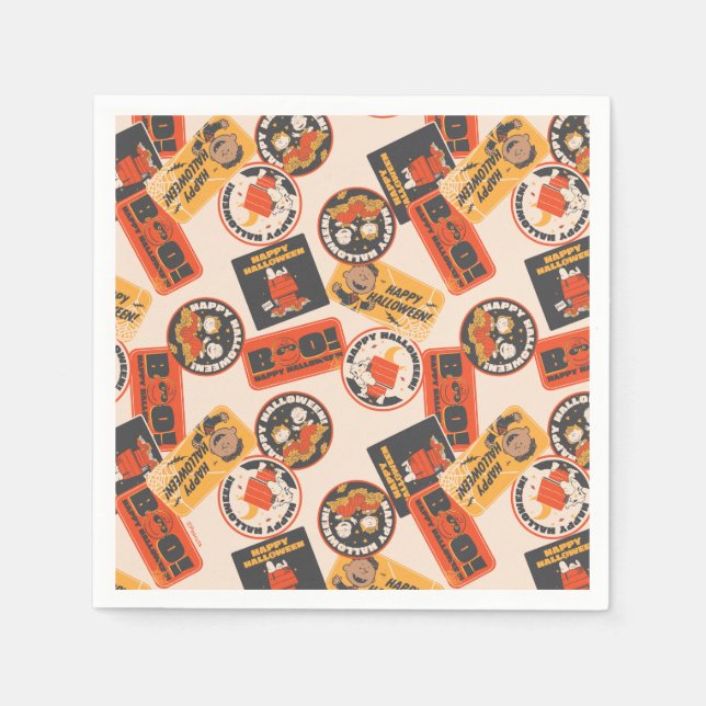 Peanuts | Vintage Button Happy Halloween Pattern Napkin (Front)