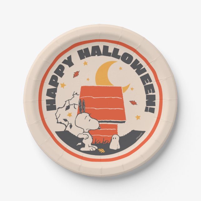 Peanuts | Vintage Snoopy Scared By Ghost Paper Plate (Front)