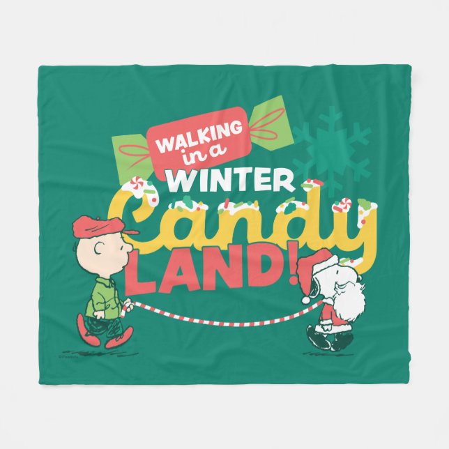 Peanuts | Walking In A Winter Candy Land! Fleece Blanket (Front (Horizontal))