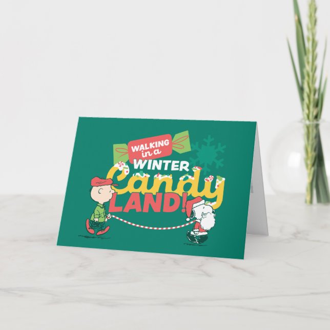 Peanuts | Walking In A Winter Candy Land! Holiday Card (Front)