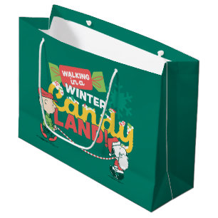Peanuts   Walking In A Winter Candy Land! Large Gift Bag