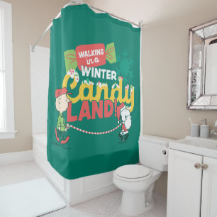 Peanuts   Walking In A Winter Candy Land! Shower Curtain