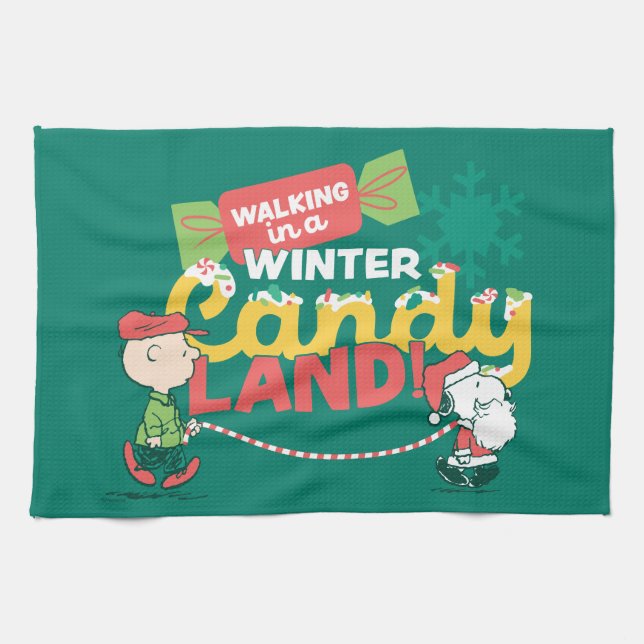 Peanuts | Walking In A Winter Candy Land! Tea Towel (Horizontal)
