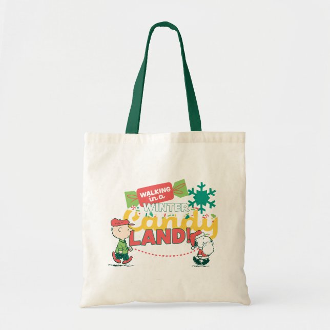 Peanuts | Walking In A Winter Candy Land! Tote Bag (Front)