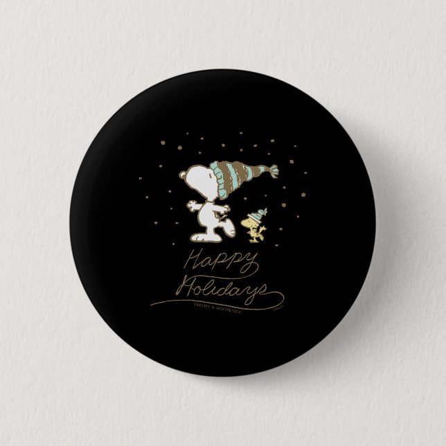 Peanuts Winter Skating  6 Cm Round Badge (Front)
