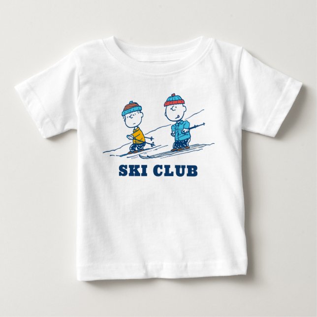 Peanuts | Winter Skiing the Slopes | Add Name Baby T-Shirt (Front)