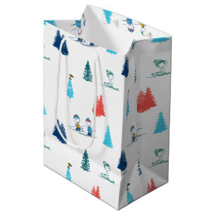 Peanuts   Winter Skiing the Slopes Pattern Medium Gift Bag