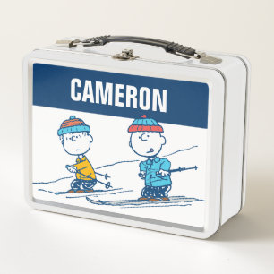 Peanuts   Winter Skiing the Slopes Pattern Metal Lunch Box
