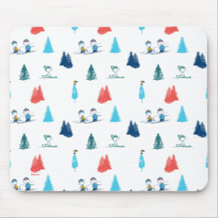 Peanuts   Winter Skiing the Slopes Pattern Mouse Pad
