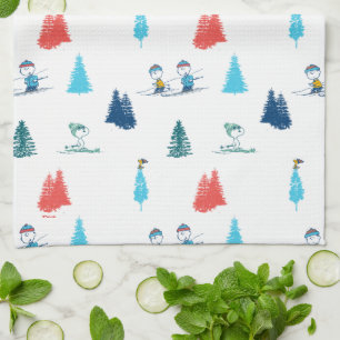Peanuts   Winter Skiing the Slopes Pattern Tea Towel
