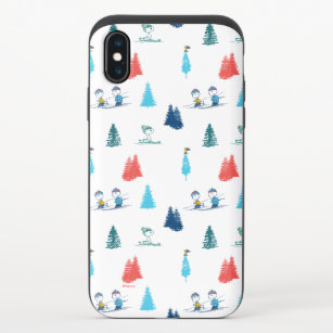 Peanuts   Winter Skiing the Slopes Pattern iPhone X Slider Case