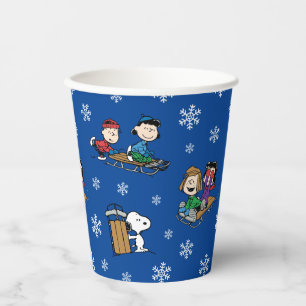 Peanuts   Winter Sledding Fun Pattern Paper Cups
