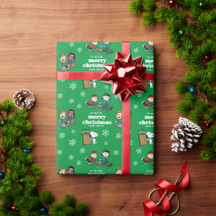 Peanuts Winter Sledding Fun Pattern Wrapping Paper