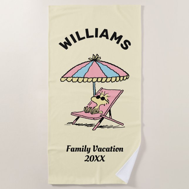 Peanuts | Woodstock Beach Family Vacation Beach Towel (Front)