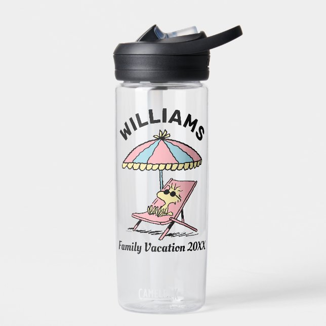 Peanuts | Woodstock Beach Family Vacation Water Bottle (Left)