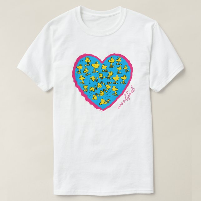 Peanuts | Woodstock Blue Heart T-Shirt (Design Front)