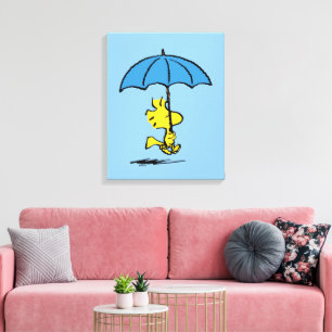 Peanuts Woodstock Blue Umbrella Canvas Print