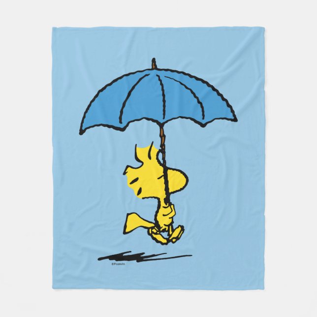 Peanuts | Woodstock Blue Umbrella Fleece Blanket (Front)