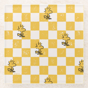 Peanuts   Woodstock Chequered Flag Glass Coaster
