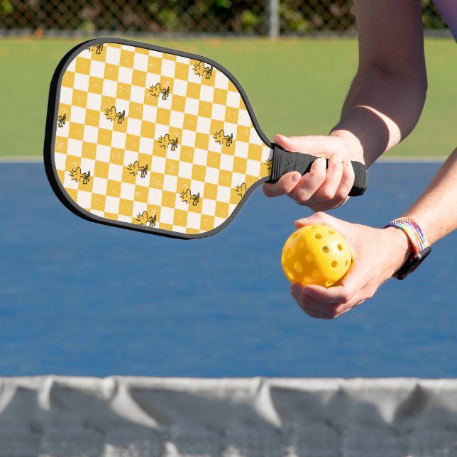 Peanuts | Woodstock Chequered Flag Pickleball Paddle (Insitu)