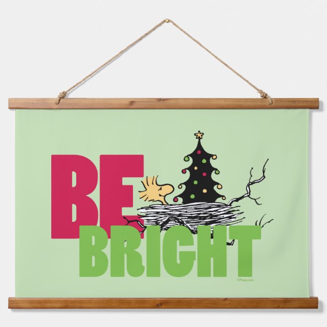 Peanuts | Woodstock Christmas Be Bright Hanging Tapestry (Front)
