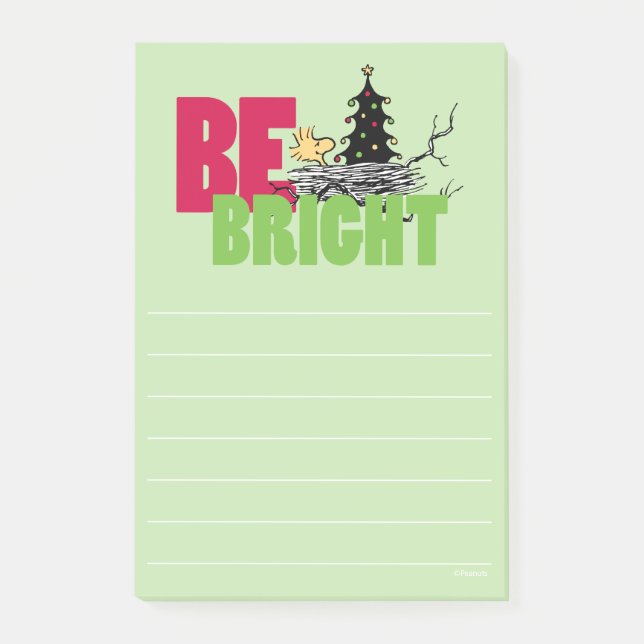 Peanuts | Woodstock Christmas Be Bright Post-it Notes (Front)