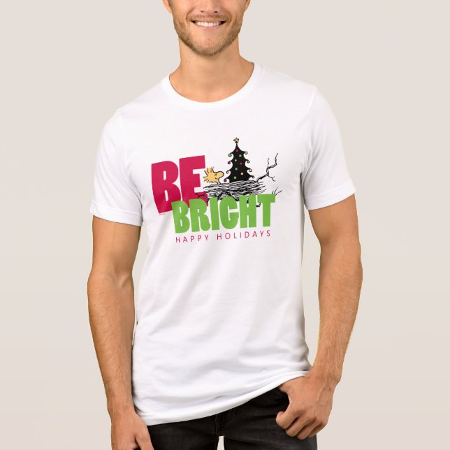 Peanuts | Woodstock Christmas Be Bright Tri-Blend Shirt (Front)