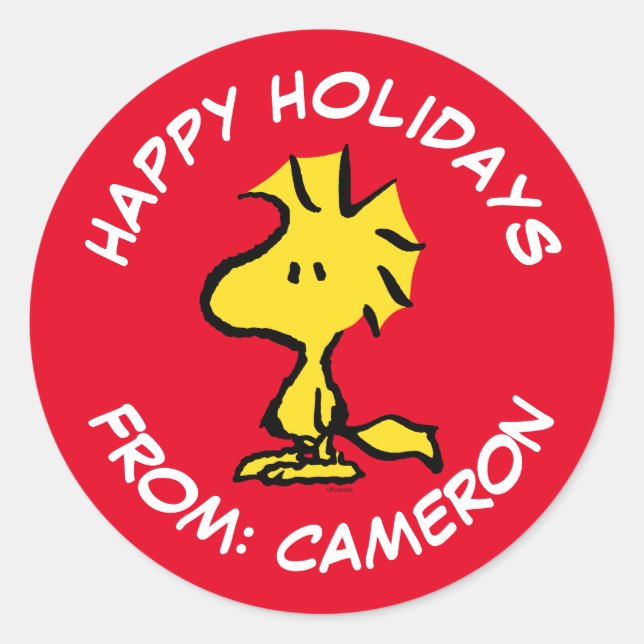 Peanuts | Woodstock | Merry Christmas Classic Round Sticker (Front)