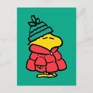 Peanuts Woodstock Puffy Winter Jacket Postcard