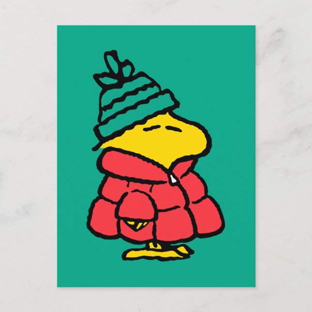 Peanuts | Woodstock Puffy Winter Jacket Postcard (Front)