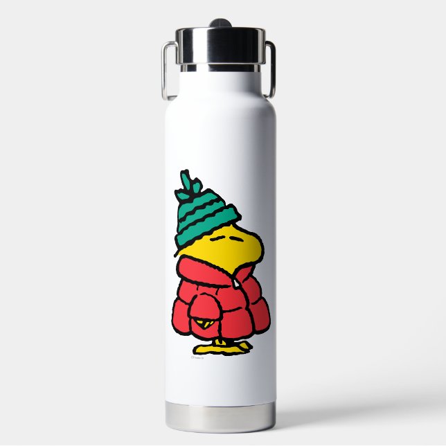 Peanuts | Woodstock Puffy Winter Jacket Water Bottle (Front)