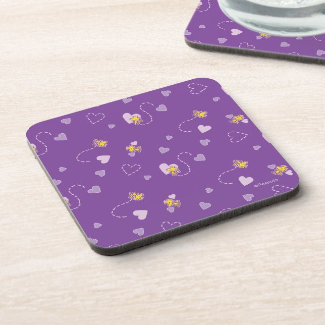 Peanuts | Woodstock Purple Heart Pattern Coaster (Left Side)