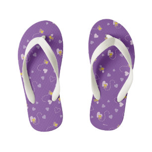 Peanuts Woodstock Purple Heart Pattern Kid's Thongs