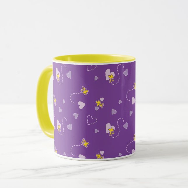 Peanuts | Woodstock Purple Heart Pattern Mug (Front Left)
