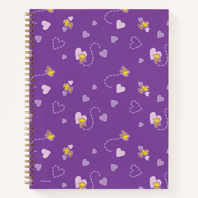 Peanuts | Woodstock Purple Heart Pattern Notebook (Front)