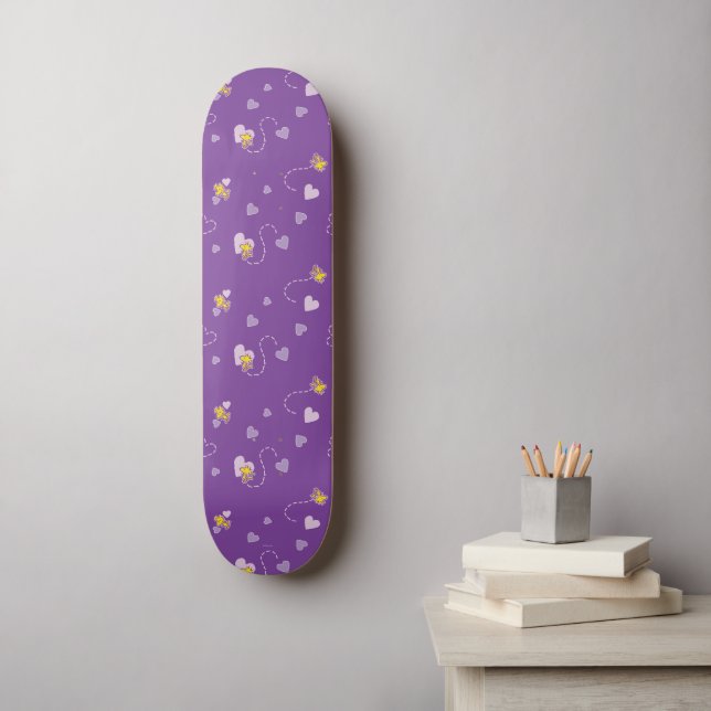 Peanuts | Woodstock Purple Heart Pattern Skateboard (Wall Art)