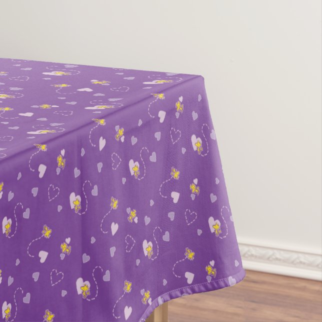 Peanuts | Woodstock Purple Heart Pattern Tablecloth (In Situ)