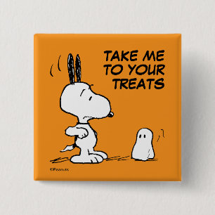 Peanuts   Woodstock Scares Snoopy 15 Cm Square Badge