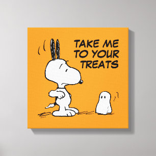 Peanuts Woodstock Scares Snoopy Canvas Print
