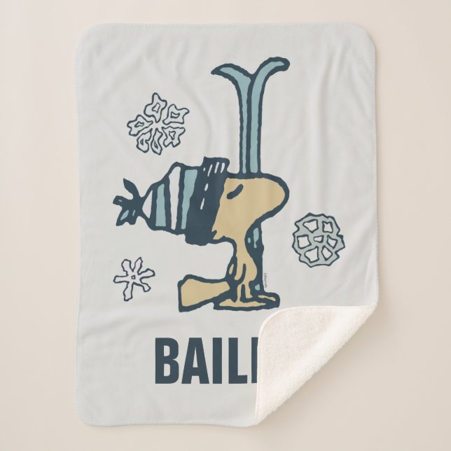 Peanuts | Woodstock Ski Pro | Add Your Name Sherpa Blanket (Front)